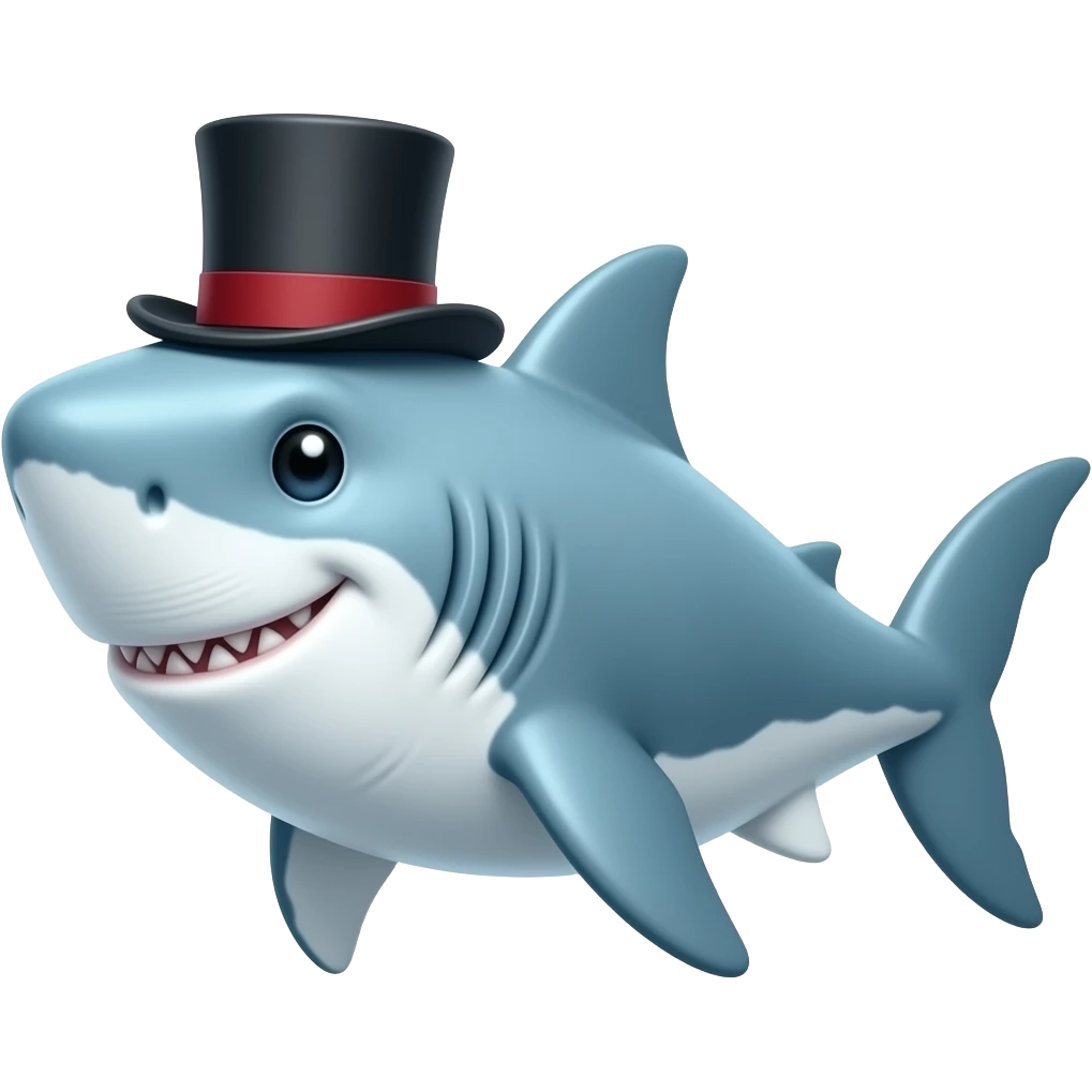 Shark with a top hat emoji
