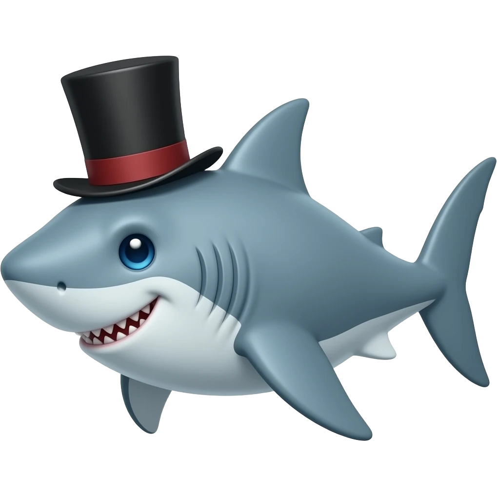 Shark with a top hat emoji