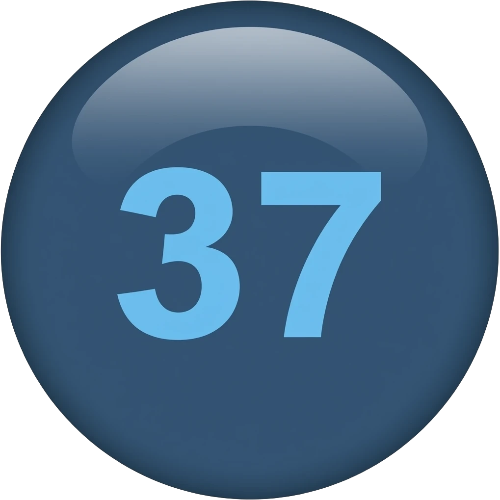 navy blue circle with blue text 37 emoji