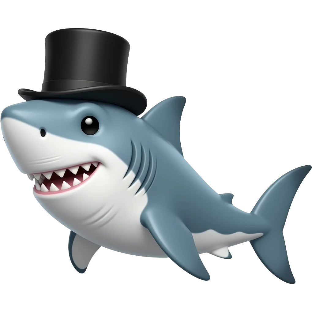 Shark with a top hat emoji