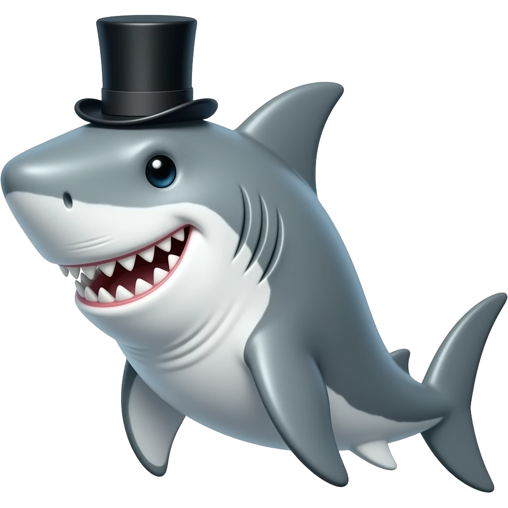 Shark with a top hat emoji