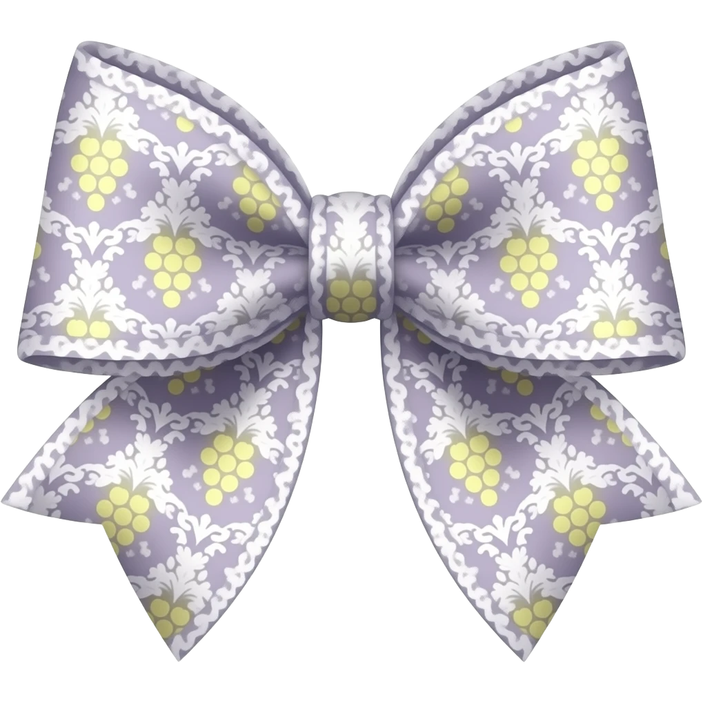 light purple and ligth yellow with grape rococo pattern on bow lace coquette bow emoji