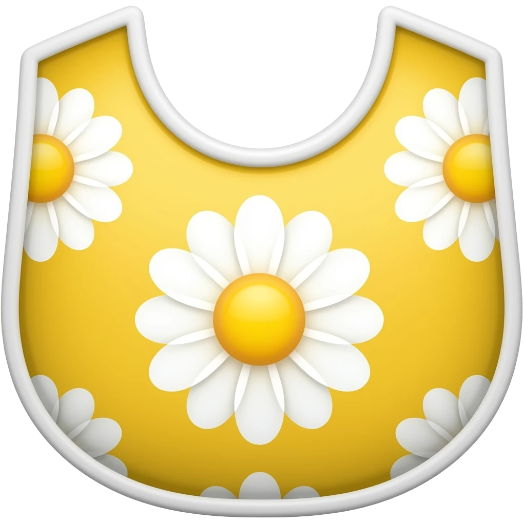 yellow bib with daisy pattern emoji
