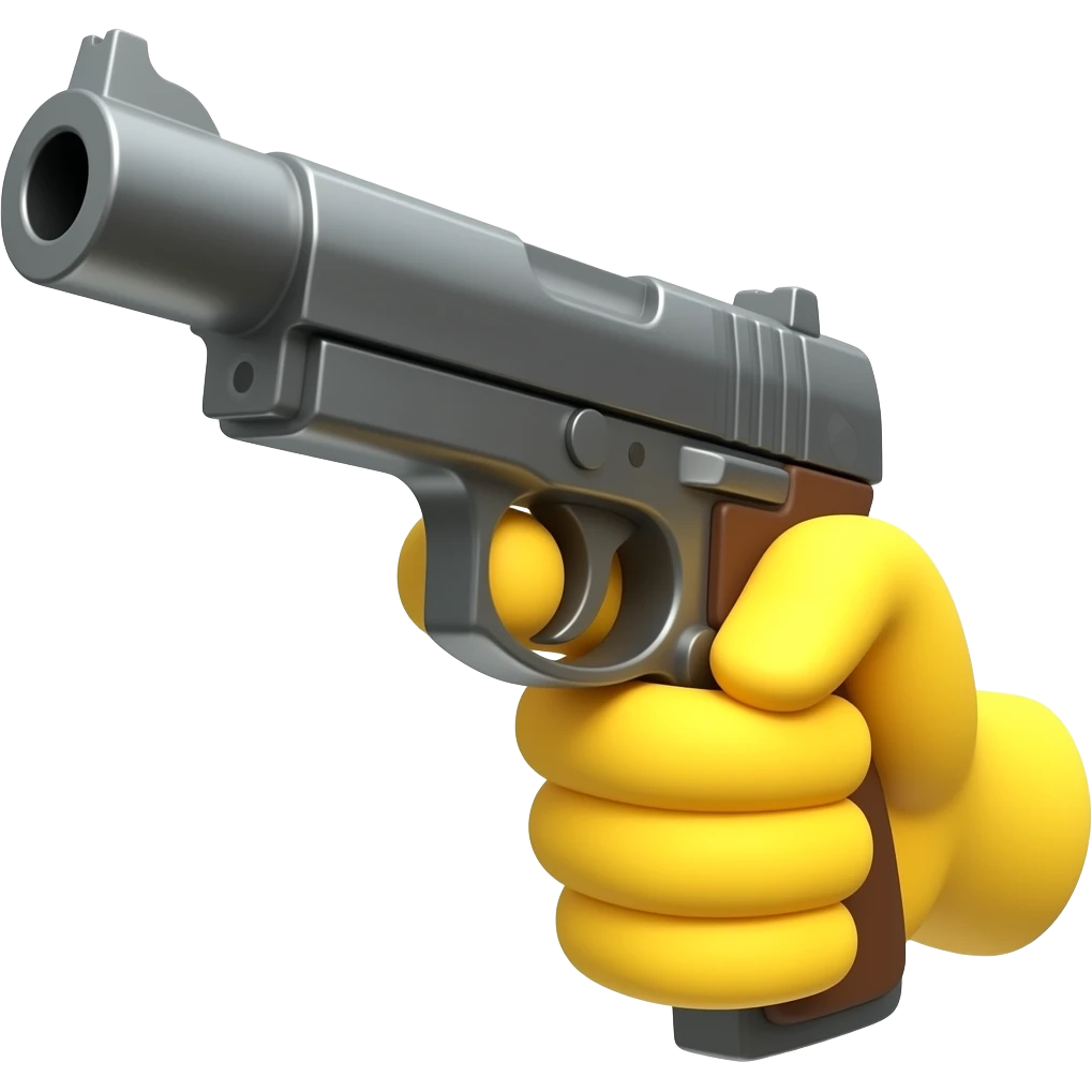 YELLOW HANDS aiming a BIG GUN , emoji style emoji