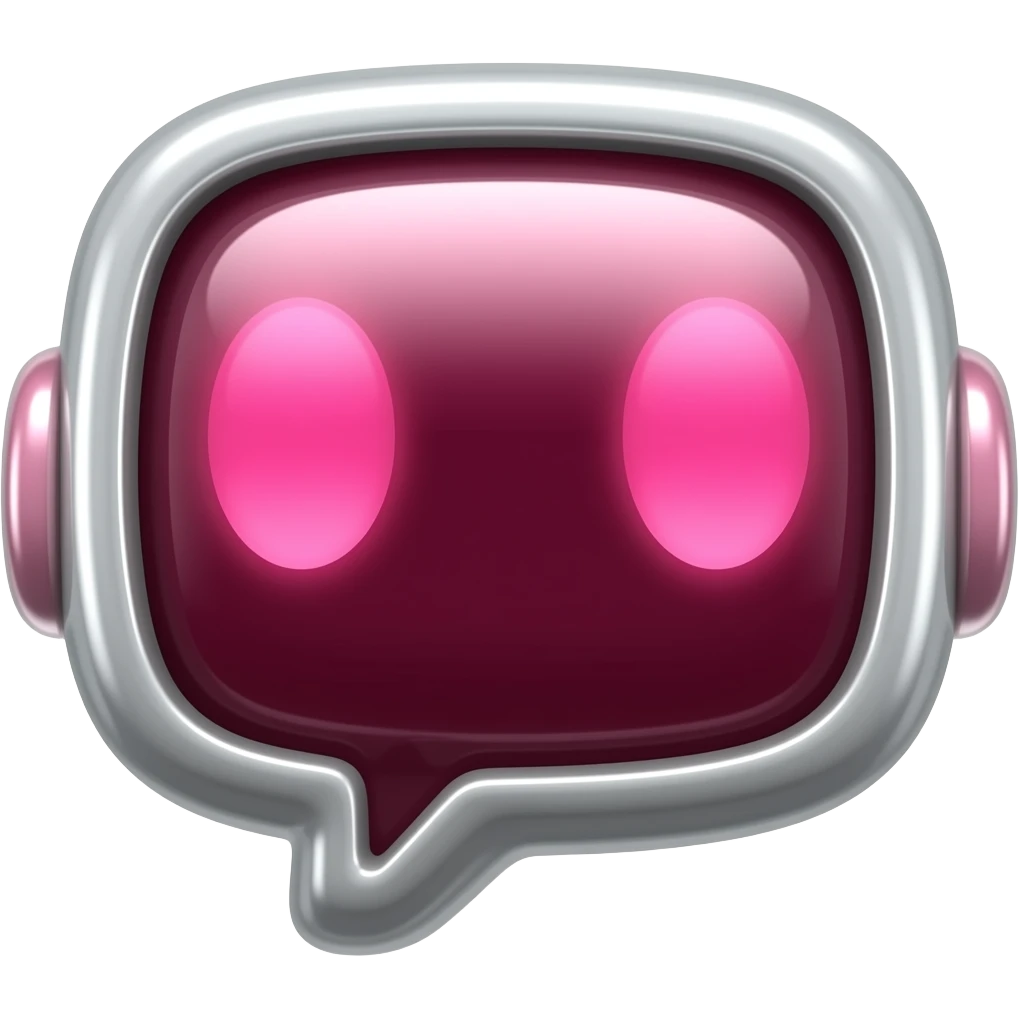 A pink shiny robot talk box emoji