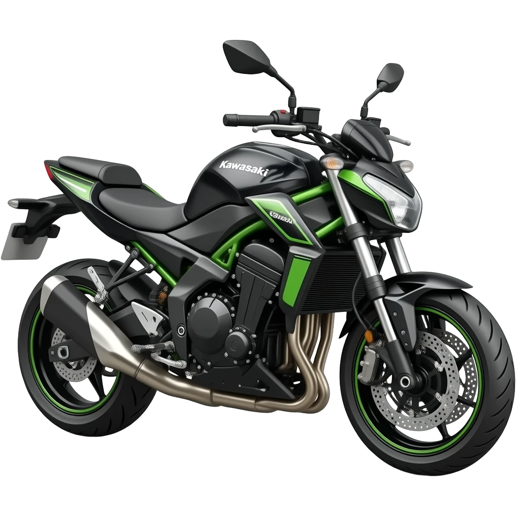 Kawasaki z650 naked черно матовый с зеленым логотипом, анимированный emoji
