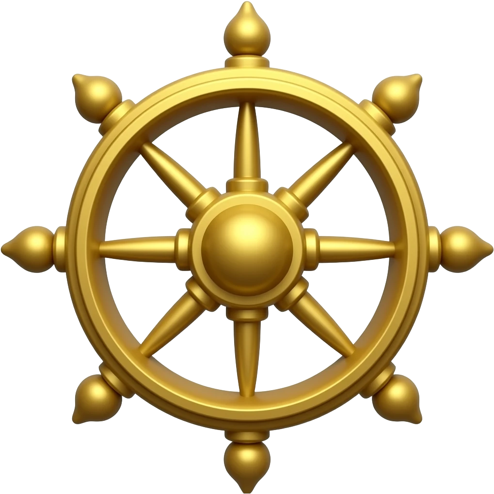 Mahoraga's Divine wheel with 8 spokes and sphere handles and the wheel is not very fat, it doesn't have any other Ancient parts, doesn't have any little Circles or the spokes inside are Smooth, and the spokes outside are long, but not very long emoji