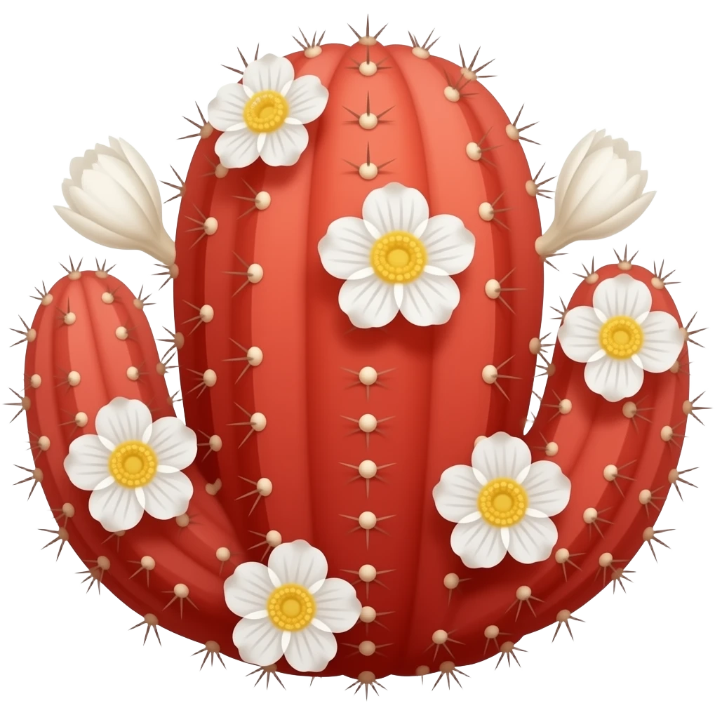 red cacti with white flower emoji