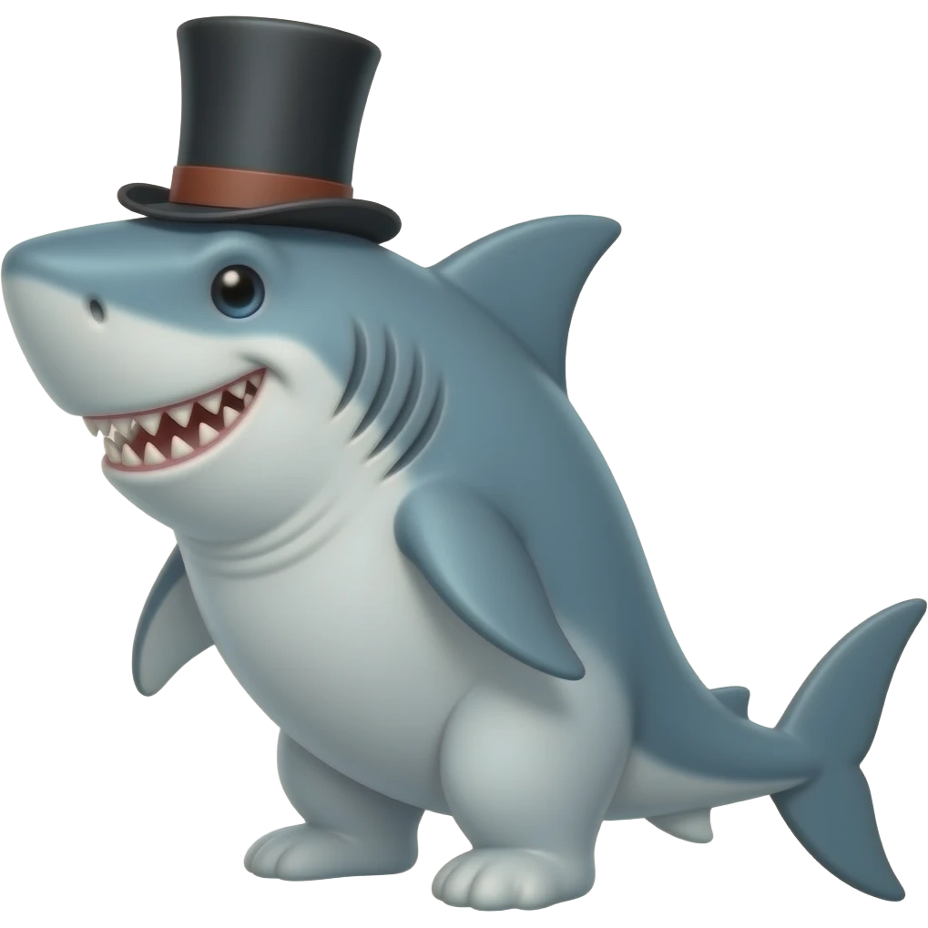 Shark with a top hat emoji
