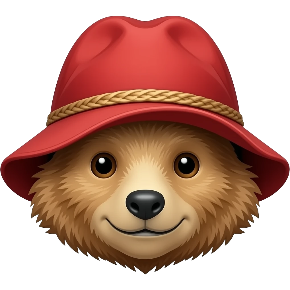 paddington face and red hat, with hood, but no shoulders emoji