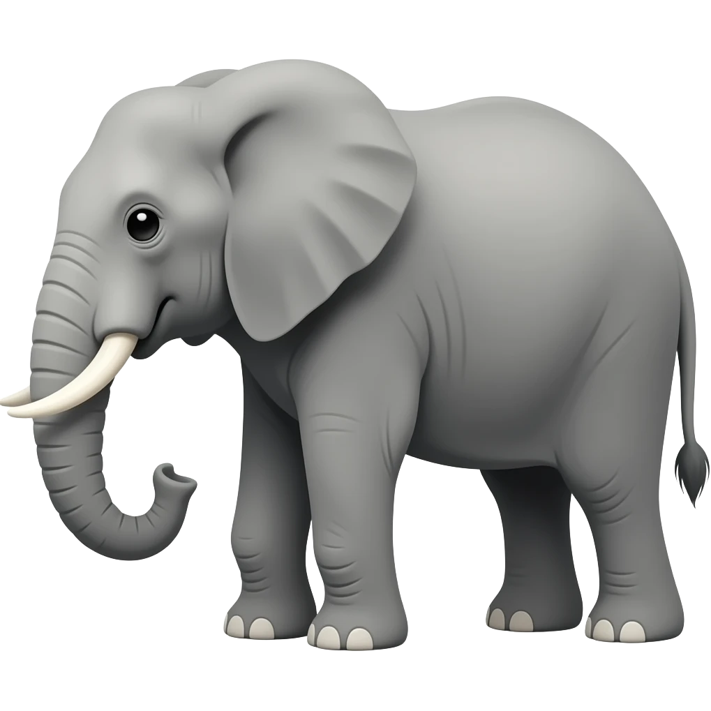 Elephant turns to e emoji