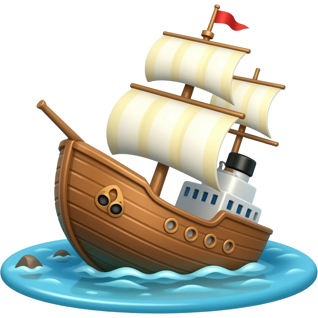 barco  hundiendose en el agua emoji