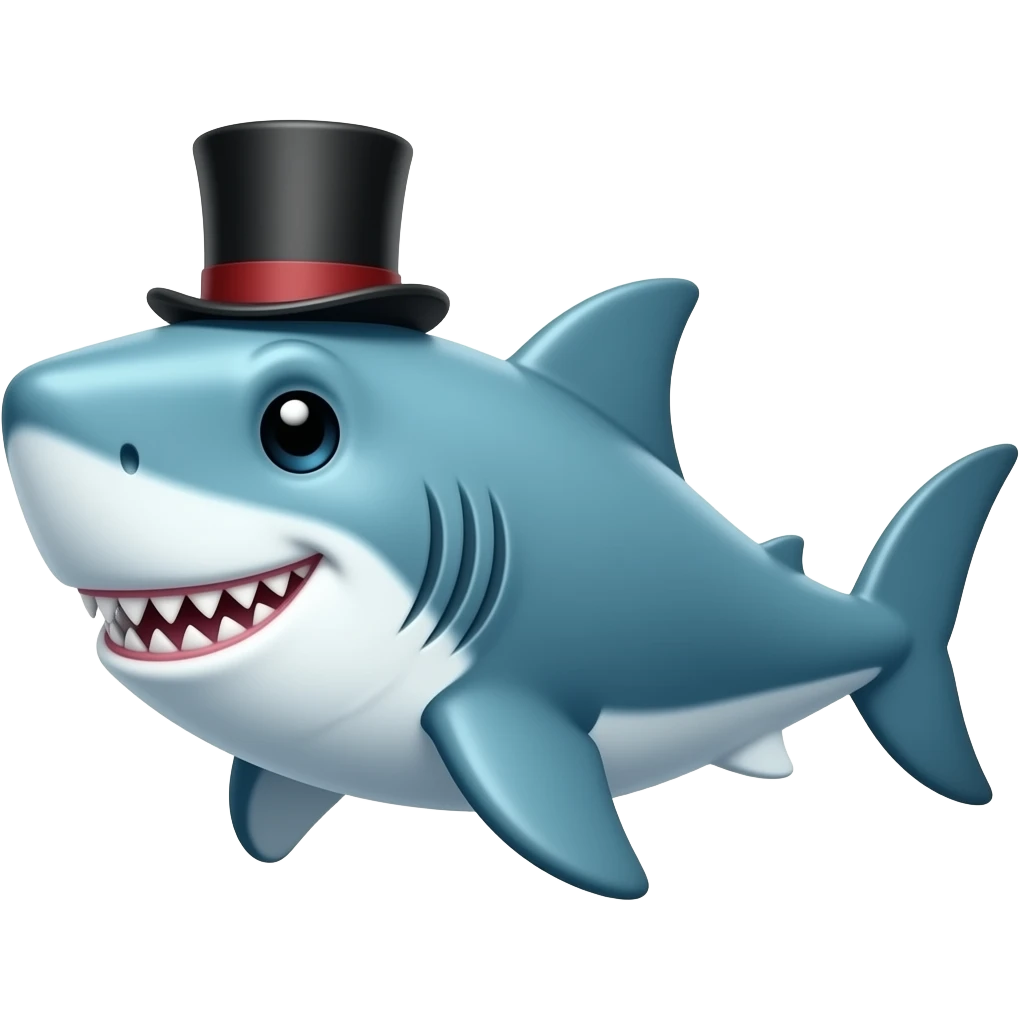Shark with a top hat emoji