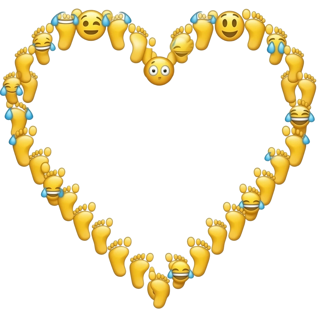 heart that is just an outline made of the foot 🦶 emoji kind of like a wreath of feet emojis in yellow emoji