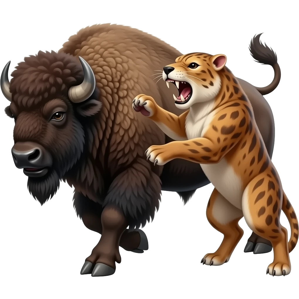 Bison vs smilodon battle extreme emoji
