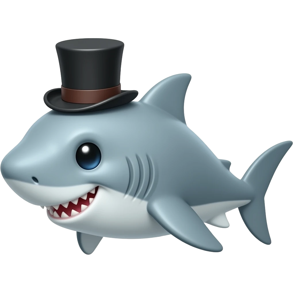 Shark with a top hat emoji