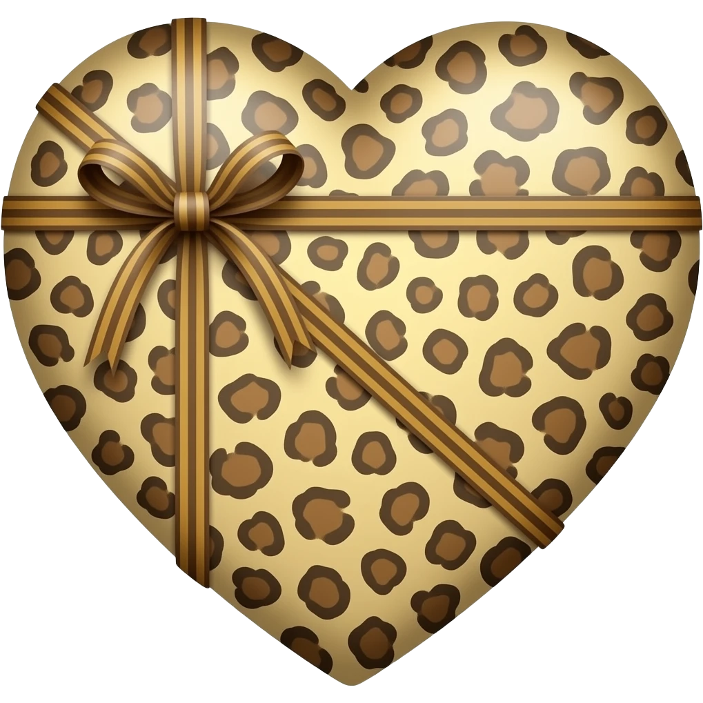 Beige Leopard heart with a ribbon emoji