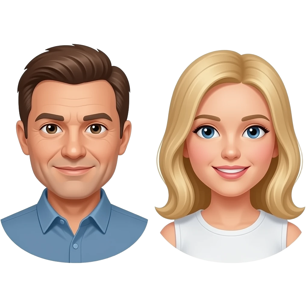 borther and sister but the brother 50 the sister is 25 give the sister blonde hair and the brother brown hair emoji