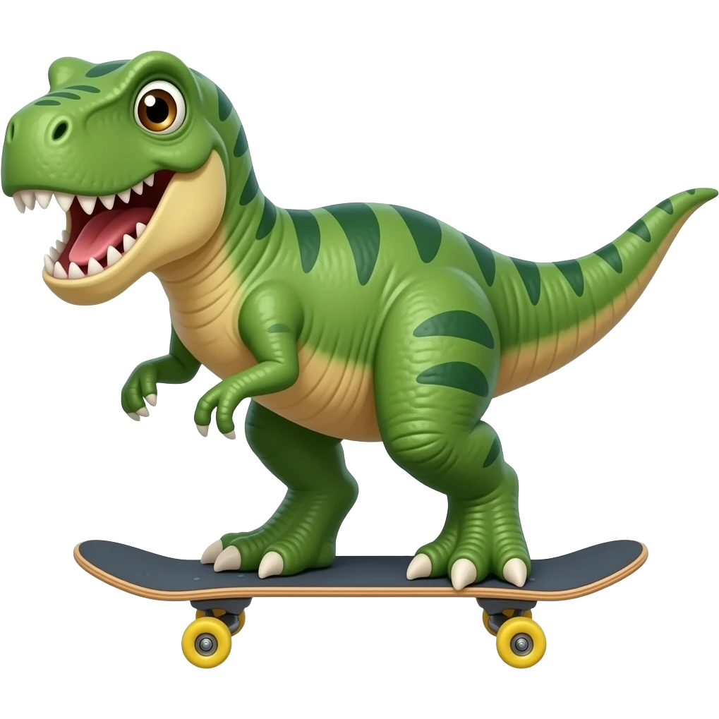Dinosaur on a skateboard emoji