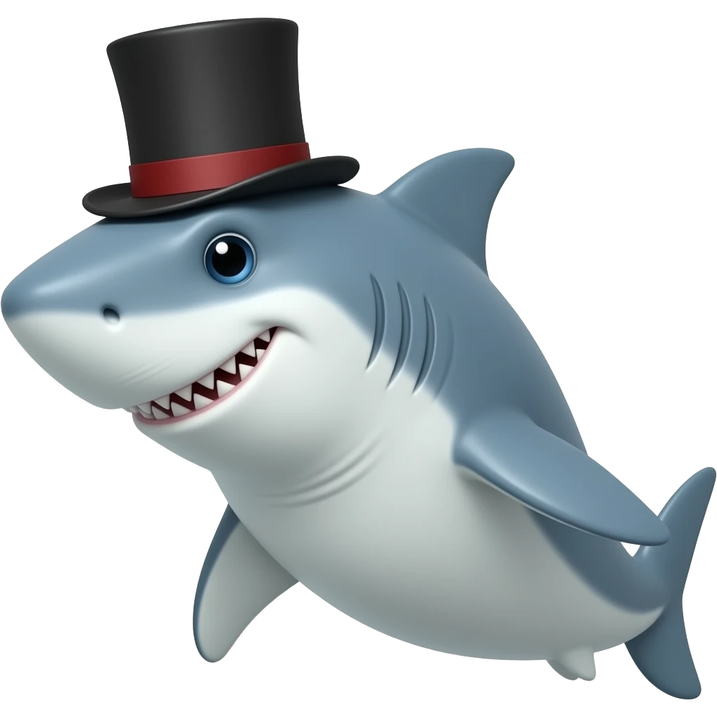 Shark with a top hat emoji