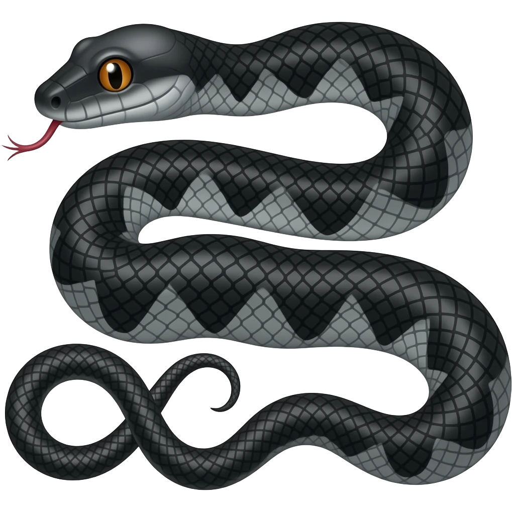 Wavy body shape black python emoji