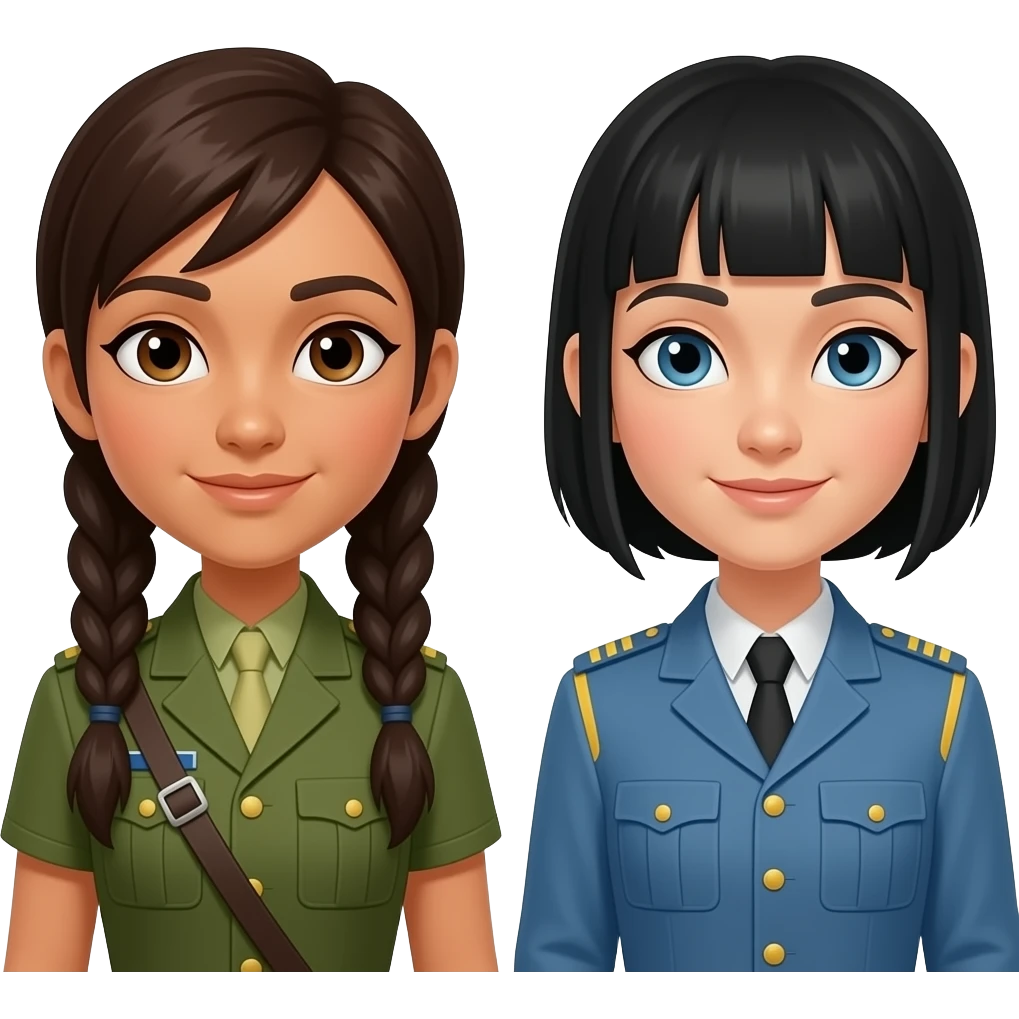 Korra and Asami sato from the legend of korra  both turned out as military prince emoji