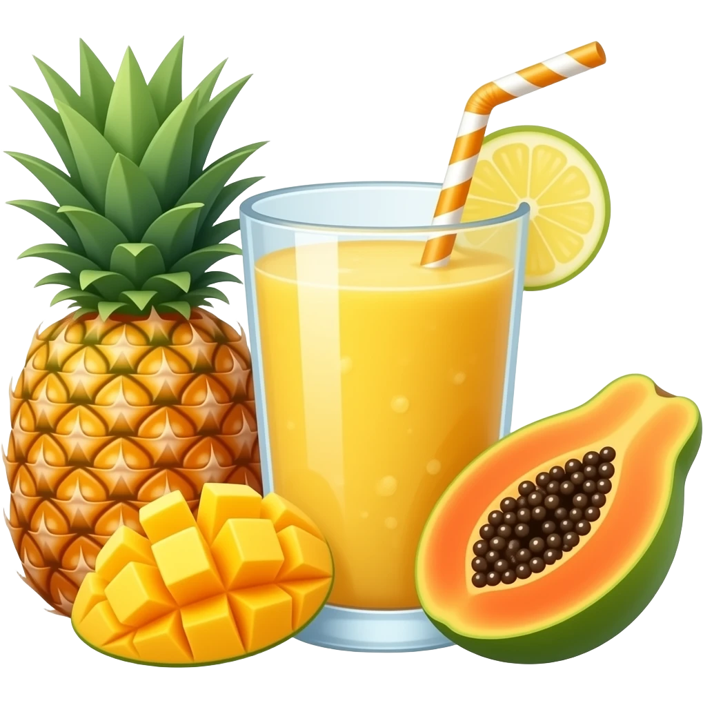 Pineapple mango and papaya smoothie emoji