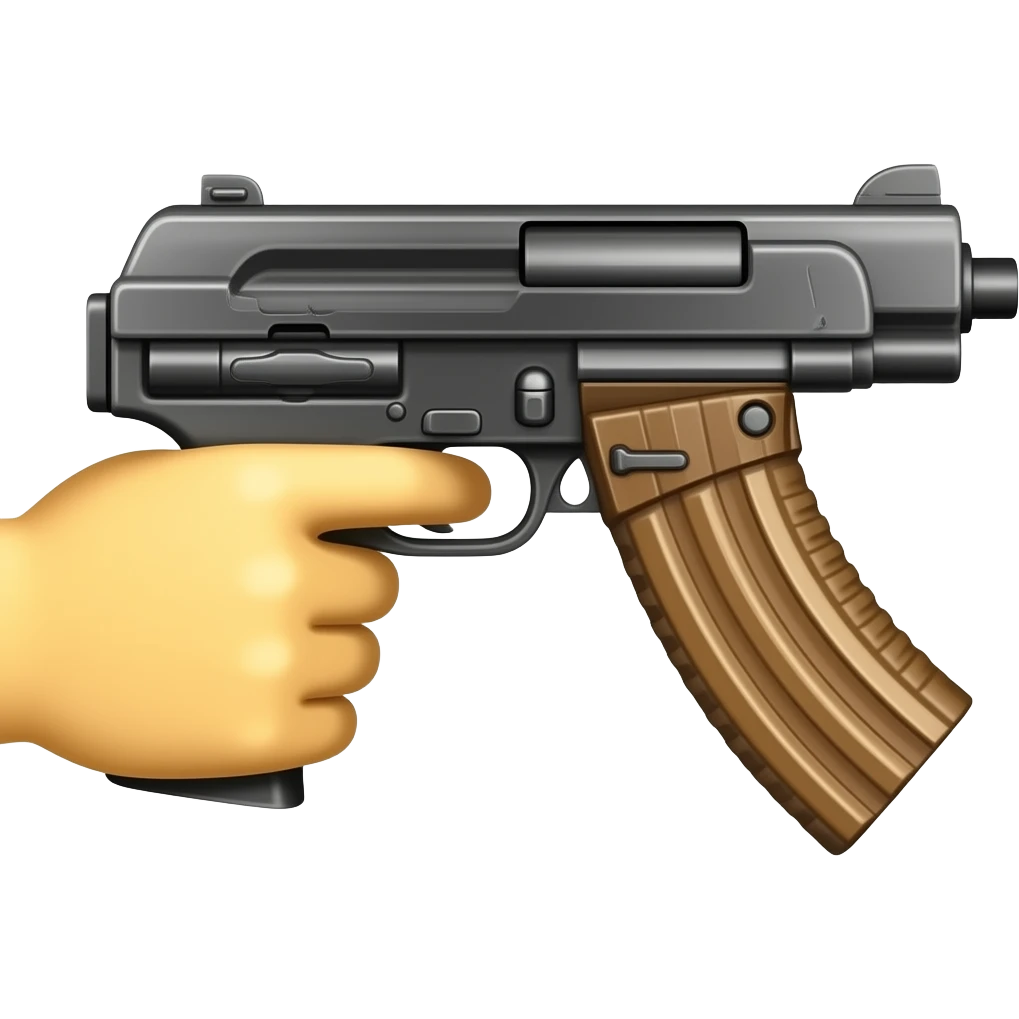 2 yellow hand holding a machine  gun emoji