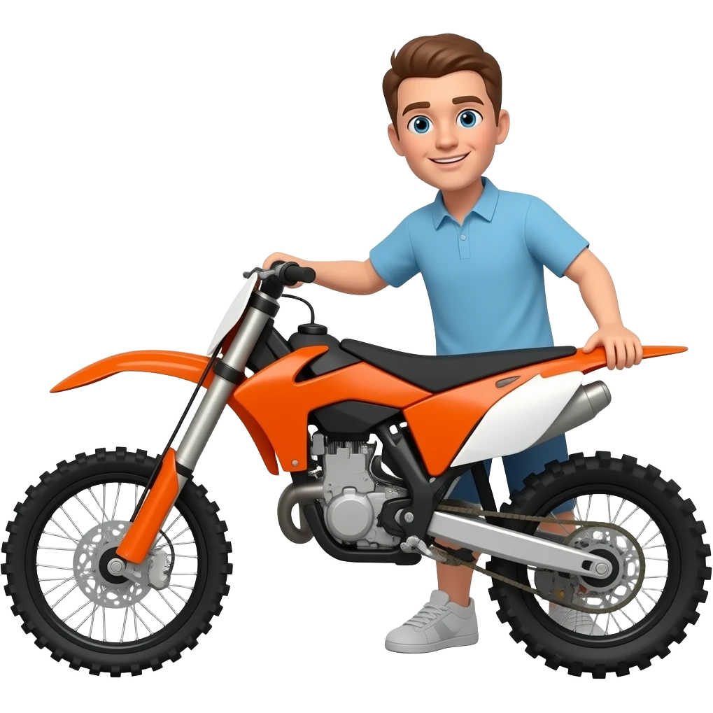 Person wheeliing orange dirt bike emoji