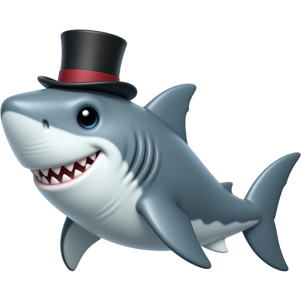 Shark with a top hat emoji