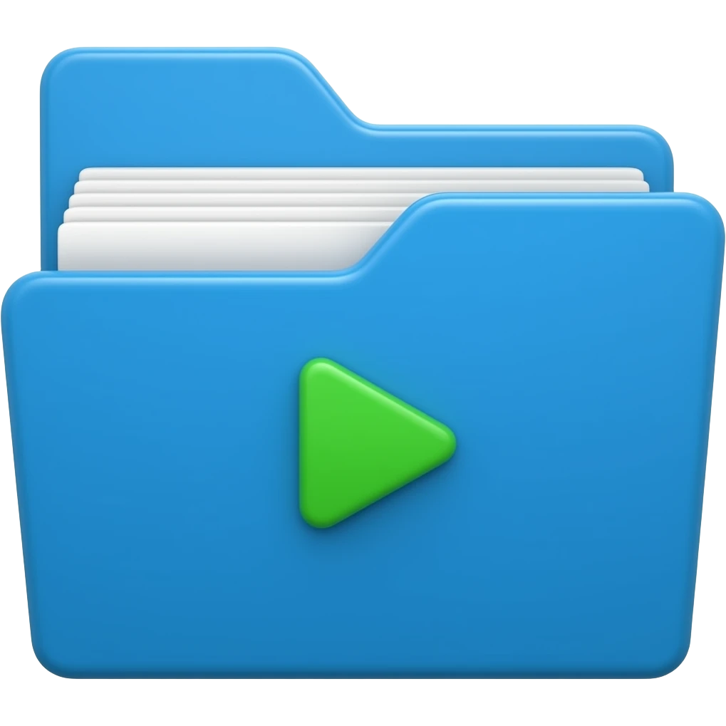 plastic blue file with play button in front emoji