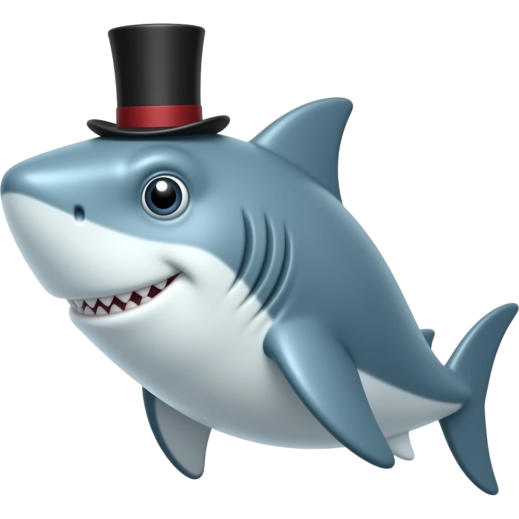 Shark with a top hat emoji