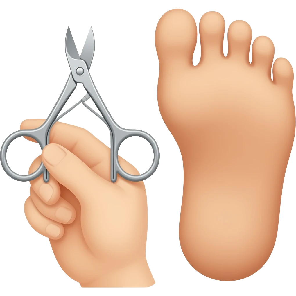 nail clipper and a foot and hand emoji