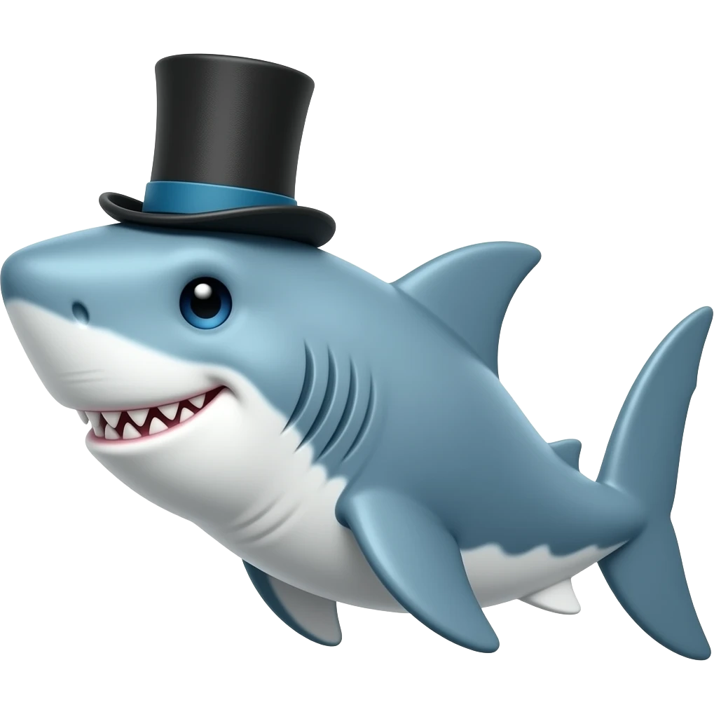 Shark with a top hat emoji