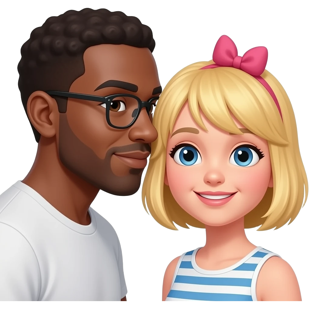 Brown skin man kissing short blonde girl on the forehead emoji