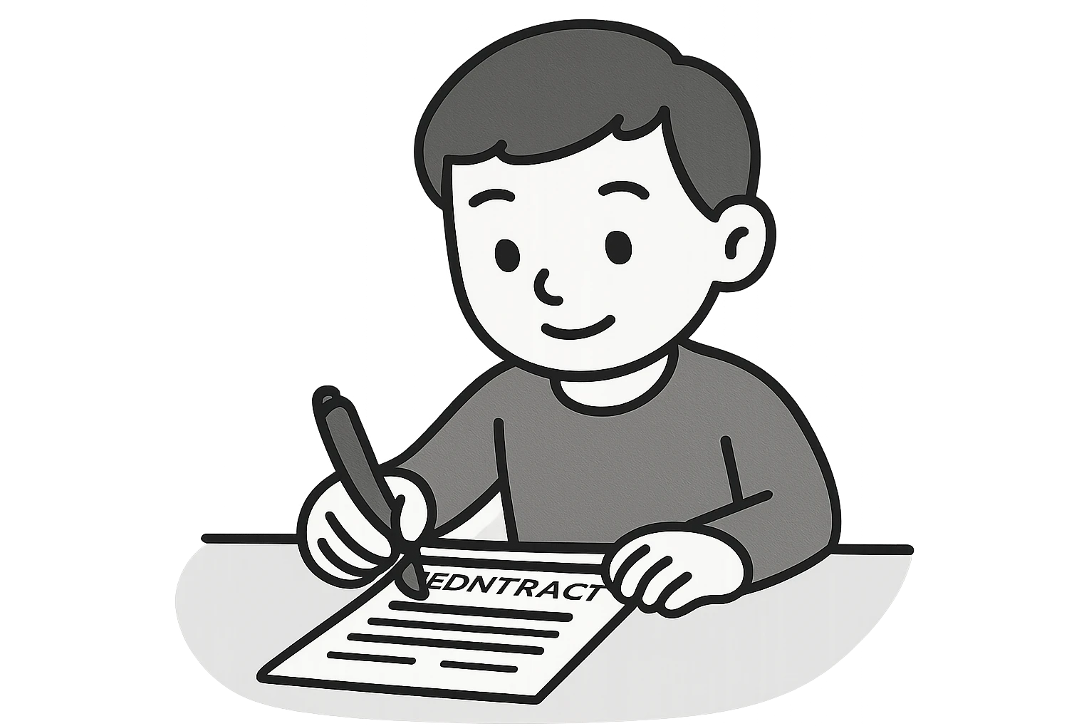 realistic person signing a contract, minimalistic, clean lines emoji