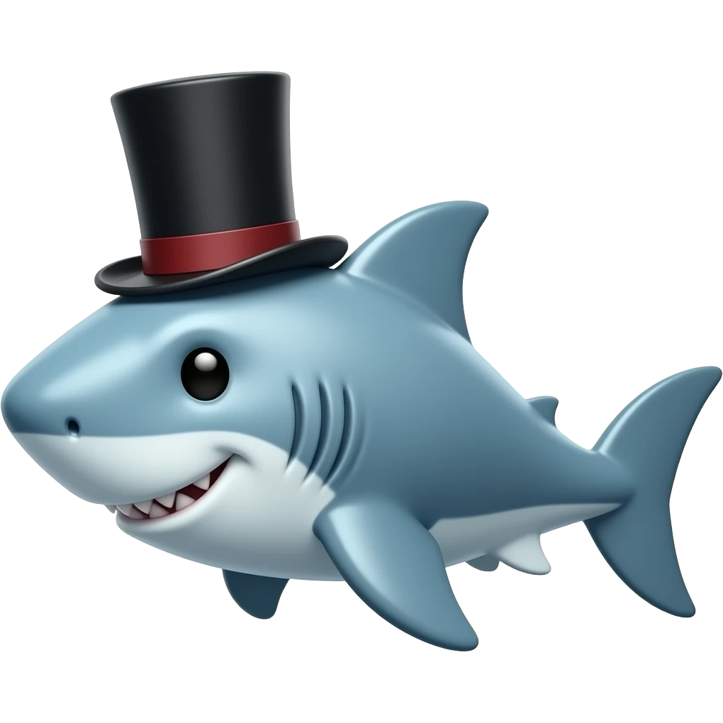 Shark with a top hat emoji