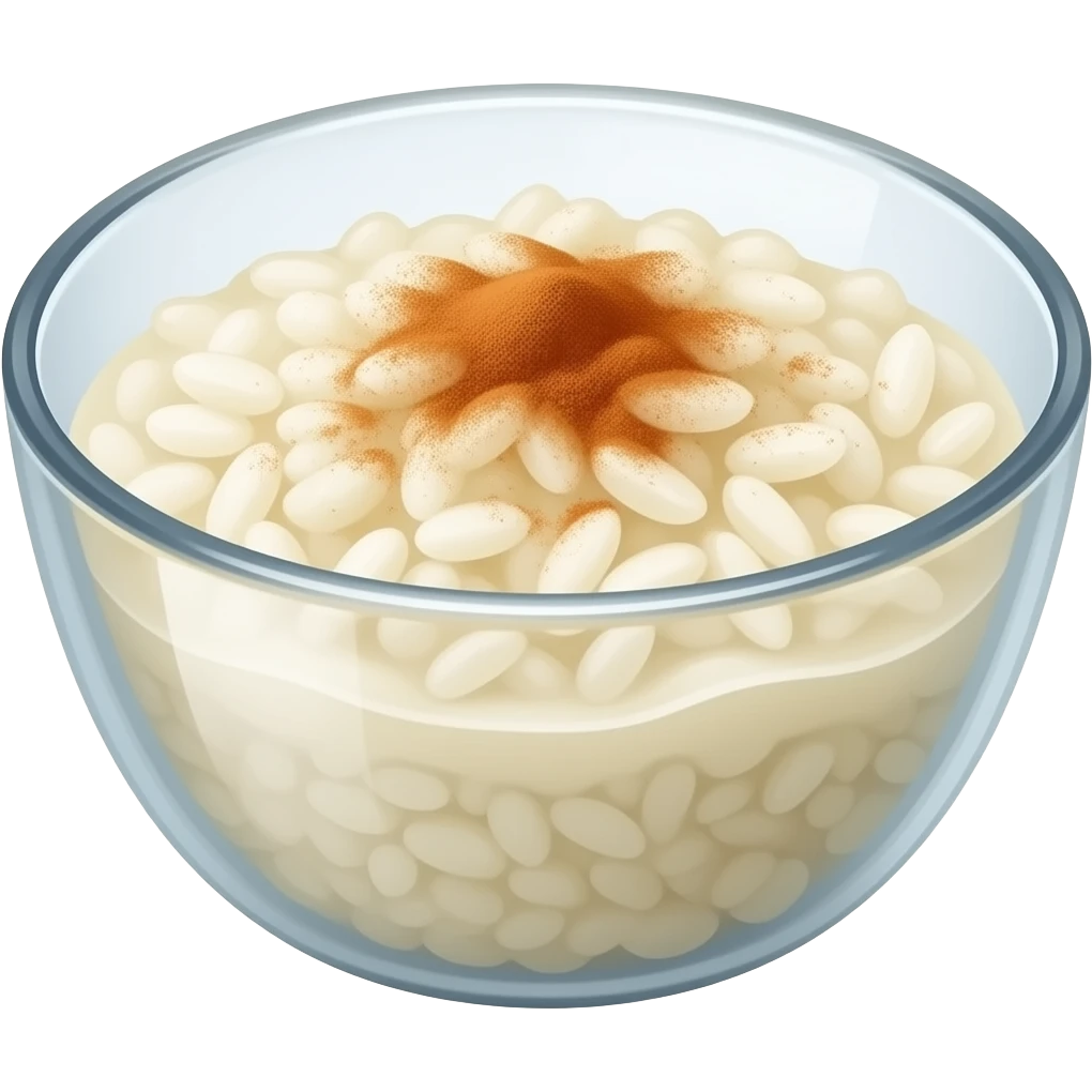 rice in white souce in glass container, with grounded cinnamon emoji