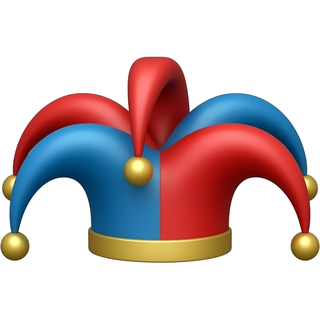 red and blue jester hat emoji
