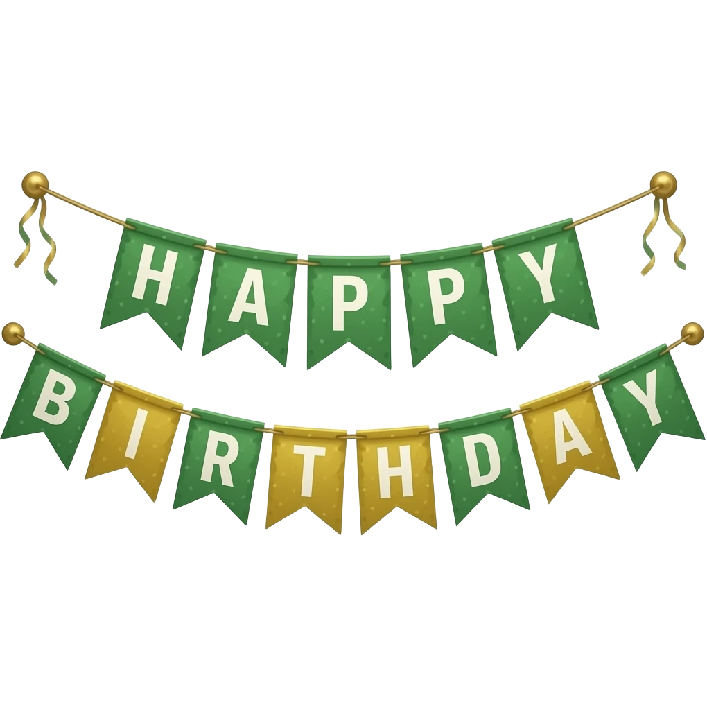 happy birthday bannor green and gold emoji