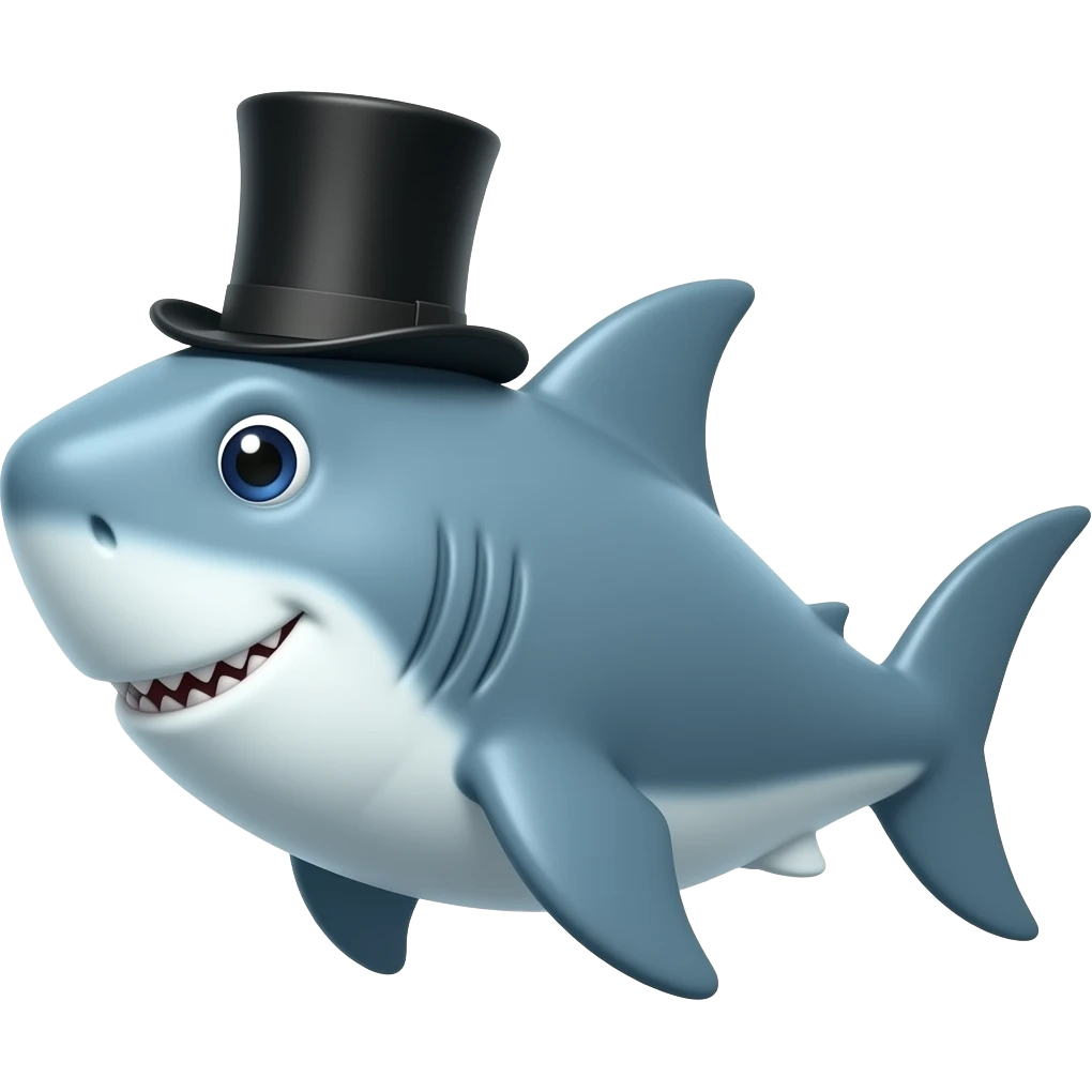 Shark with a top hat emoji