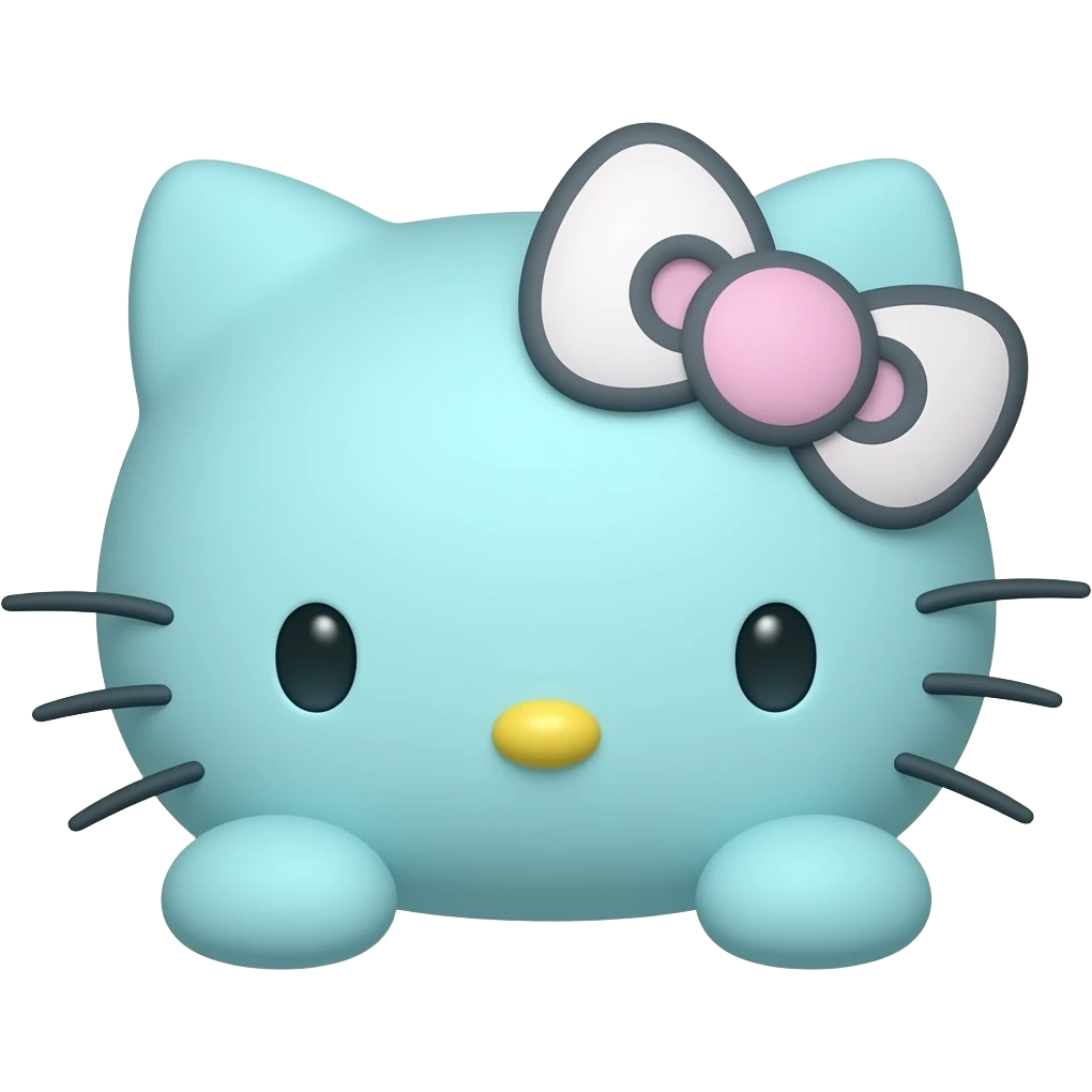 Hello kitty in cyan color emoji