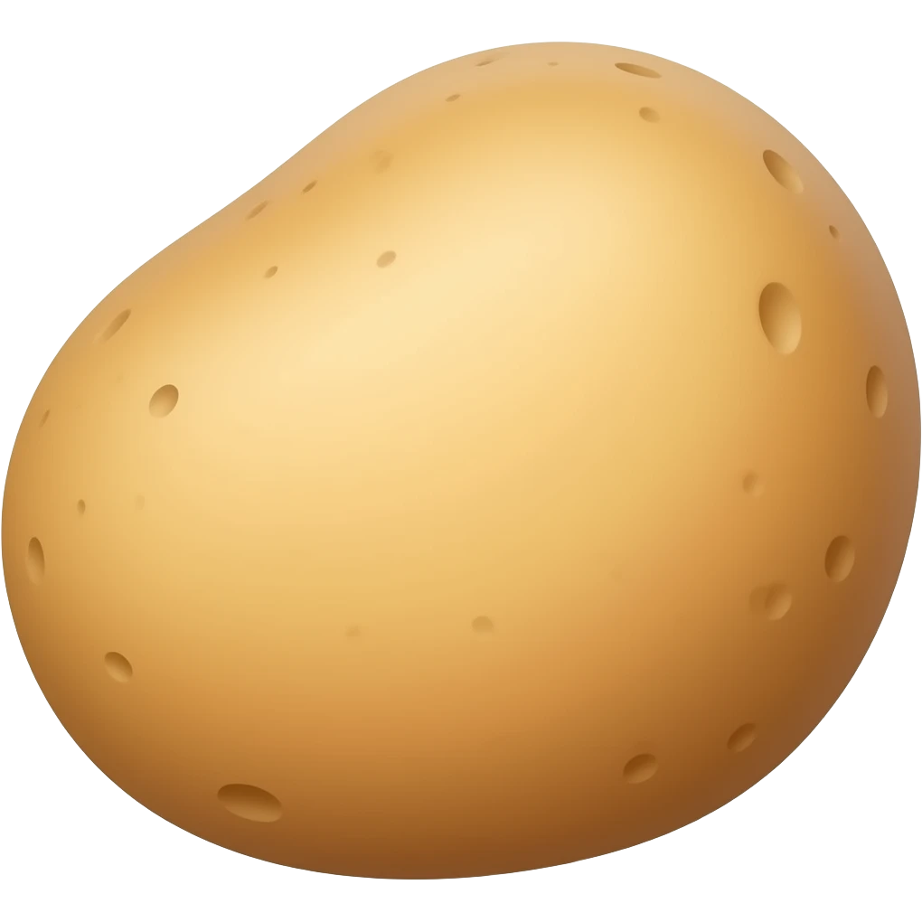 Create high-quality glossy emojis with a vibrant modern style.Make the emojis look premium, shiny, and eye-catching with bright highlights, smooth gradients, soft reflections, and glowing details. Potato emoji emoji