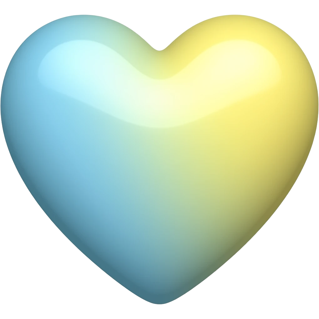 Baby blue and yellow mixed heart, modern and simple emoji style emoji