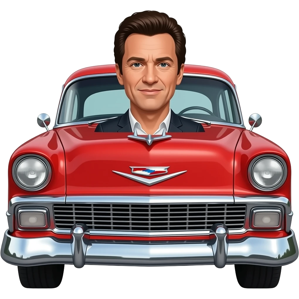 1956 Chevy Belair with Springsteen avatar emoji | AI Emoji Generator