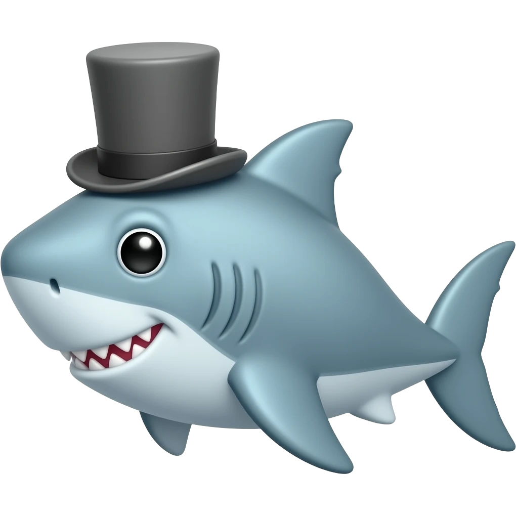 Shark with a top hat emoji