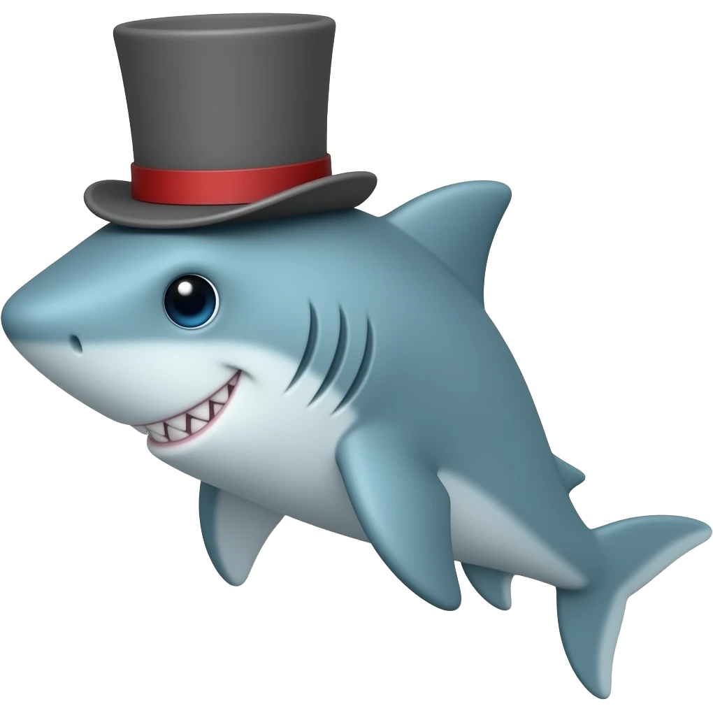 Shark with a top hat emoji