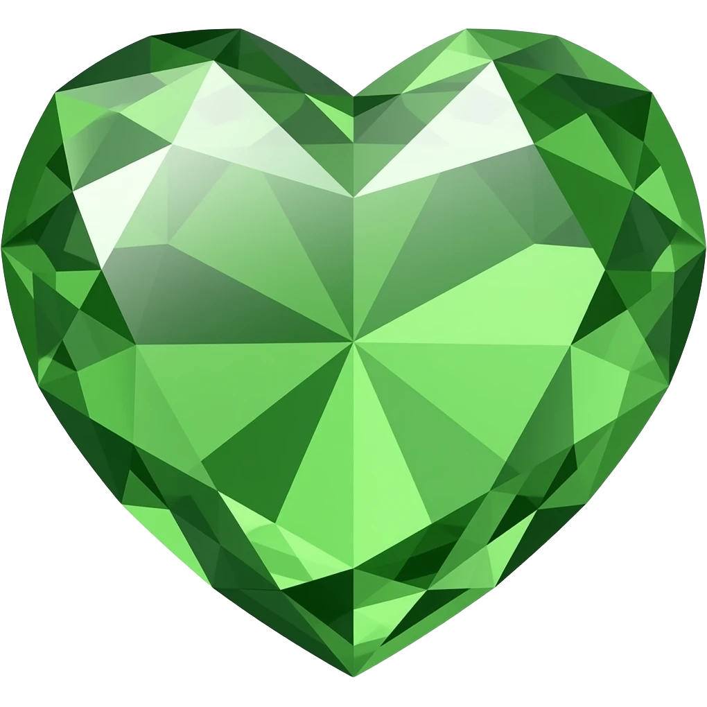 elegant green sparkling crystal heart emoji