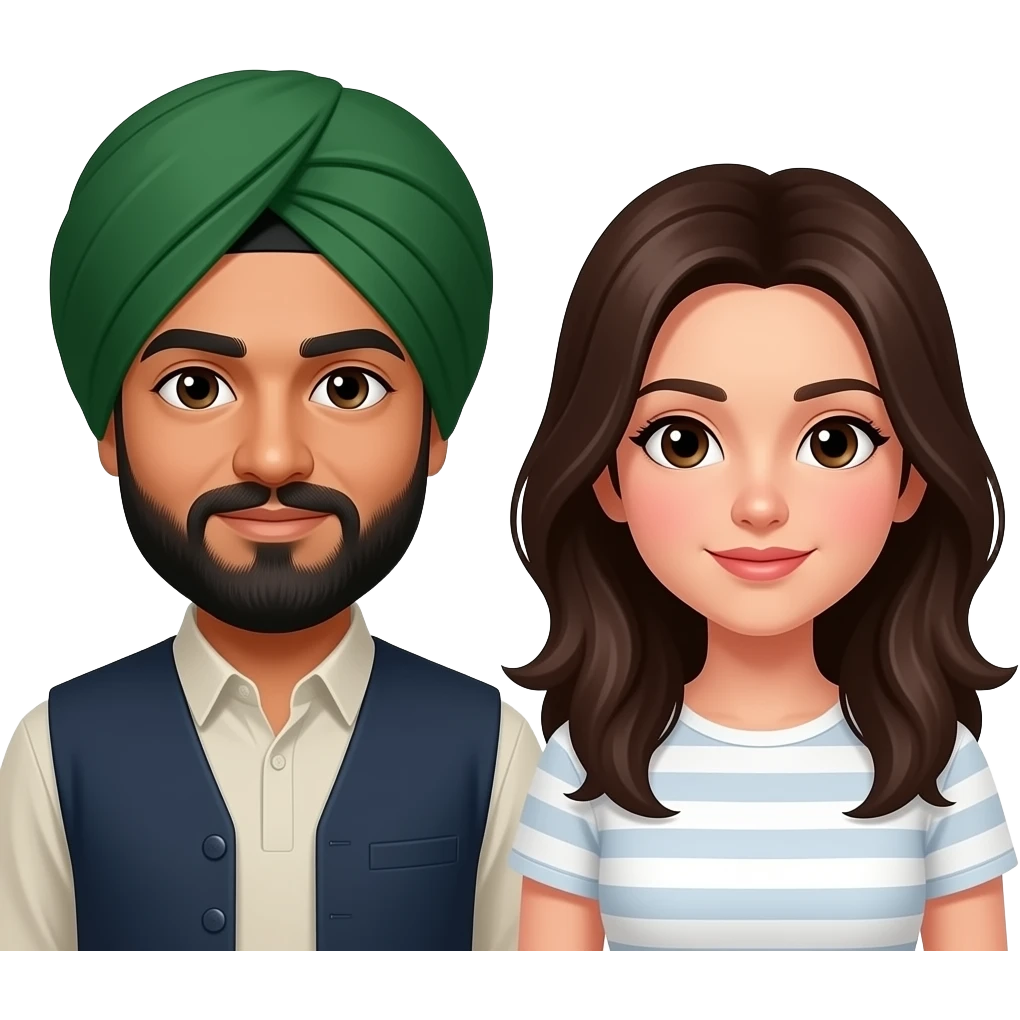 Pakistani guy without a turban and white girl with dark dark brown hair emoji