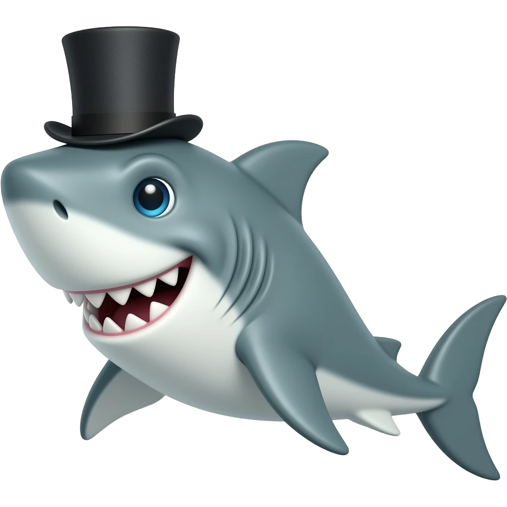 Shark with a top hat emoji